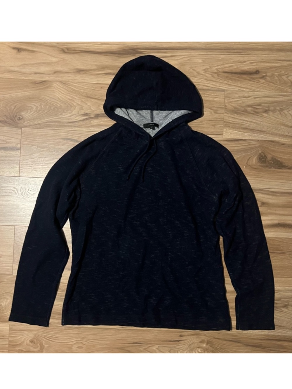 Vince Men's Navy Hooded Double Layer Long-Sleeve Shirt